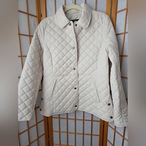 NEW WOMENS RALPH LAUREN CREAM COLOR QUILTED BUTTONS & POCKETS JACKET SIZE MEDIUM